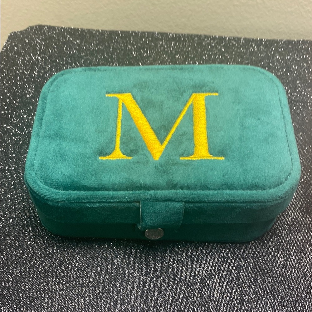 Green Jewelry Box with Yellow Monogram